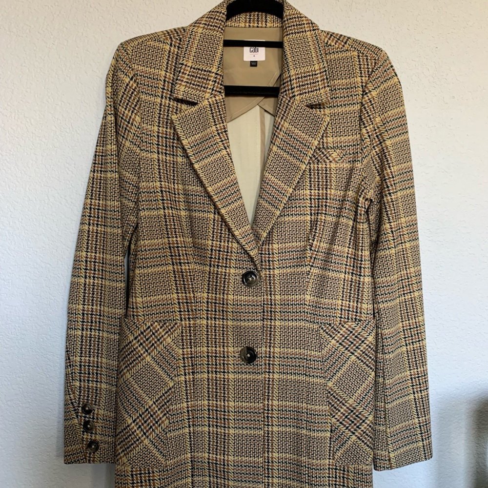CAbi Plaid Notch Collar Blazer Jacket